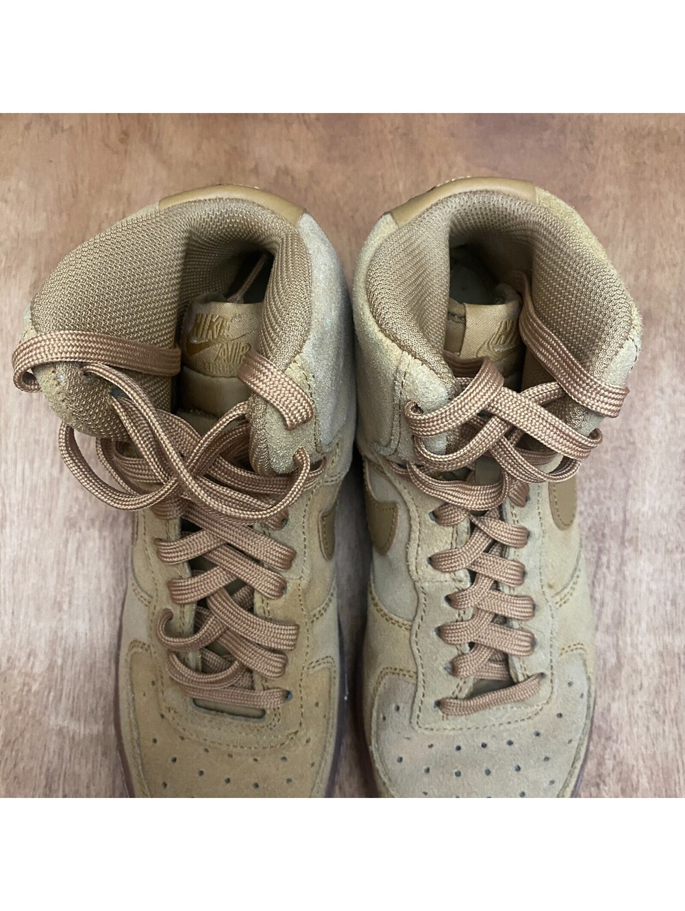Nike Air Force 1 High LV8 Shoes Youth Sz 6.5 Y Wheat Tan Suede Gum CK0262-700 - Picture 10 of 15